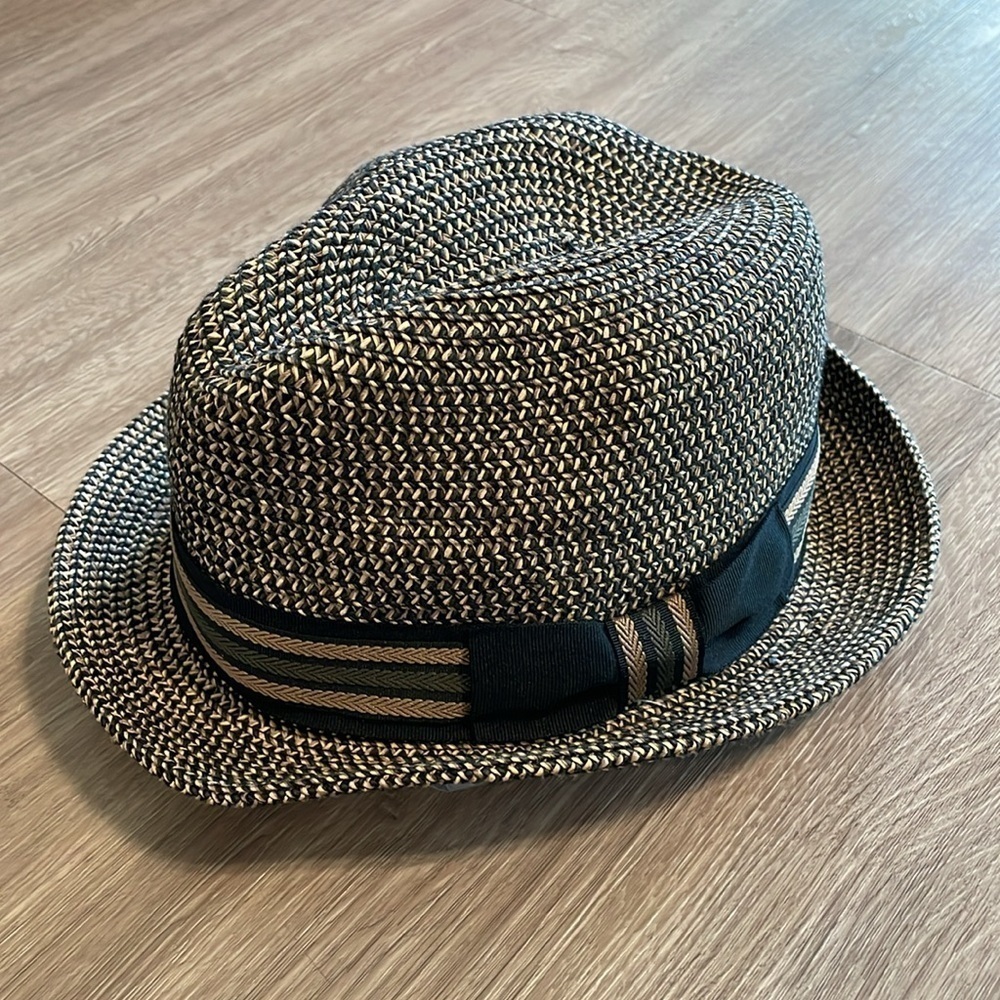 Scala Women’s Fedora Hat Black & Tan Paper Braid Bow Detail Coastal Grandma